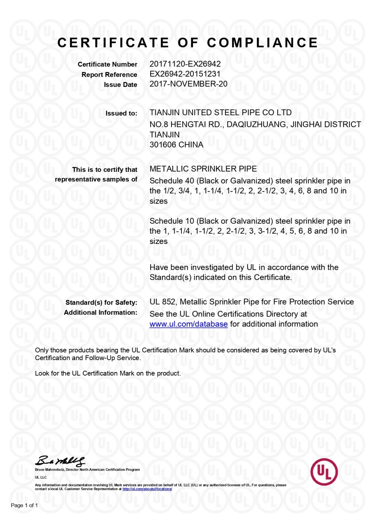 UL852 Certification